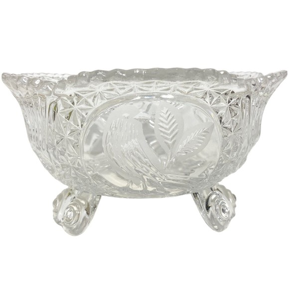 Hofbauer The Byrdes Collection Footed Candy Dish 7.5" Width-3 Toed Bottom - Picture 1 of 5